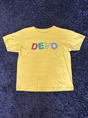 Yellow DEVO Graphic T‑Shirt